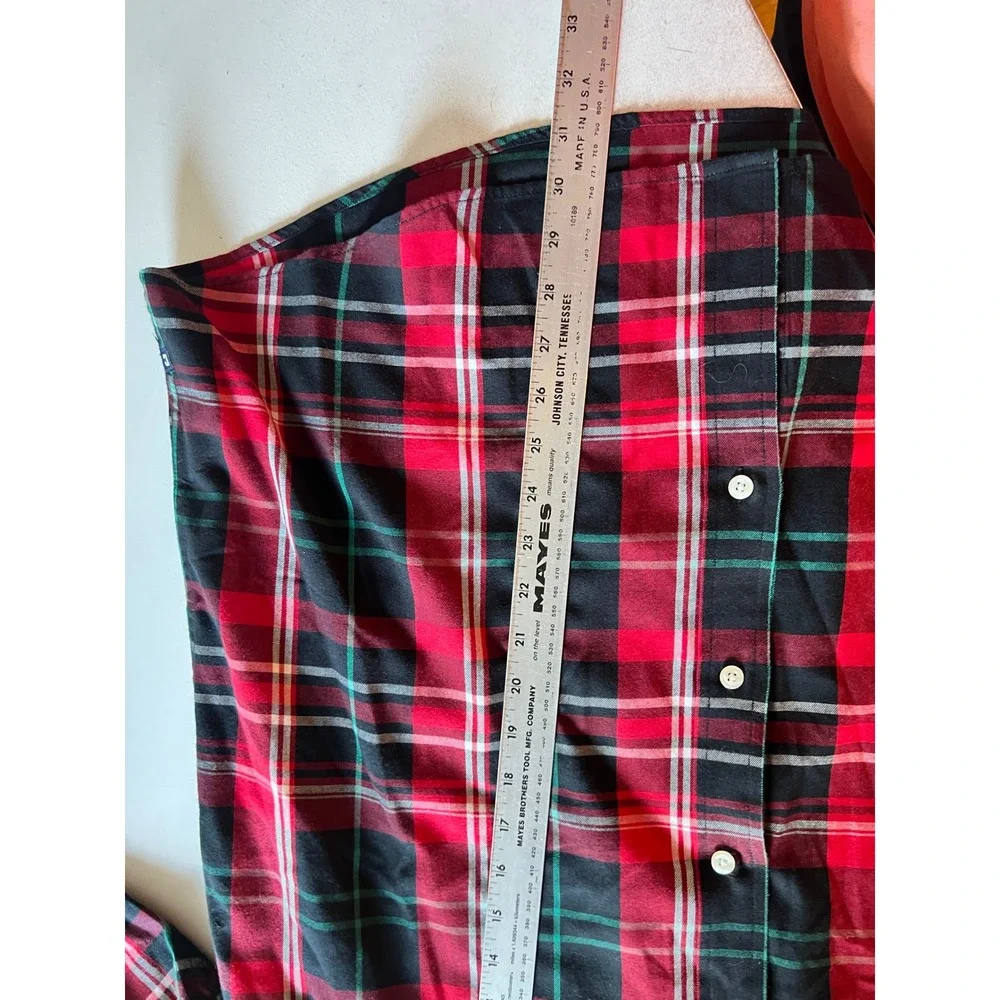 Chaps Mens XL Long Sleeve Button Down Shirt Red Black Plaid Cotton Blend
